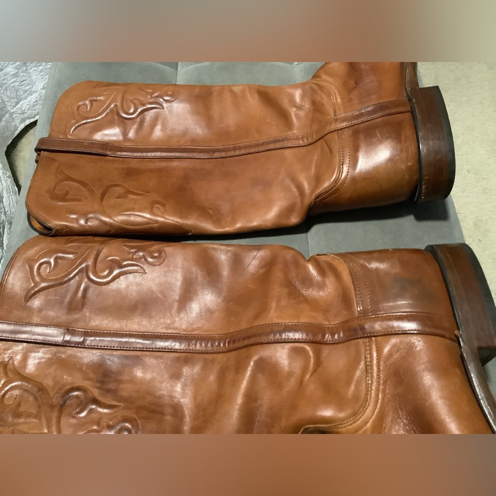 Lucchese Vintage Honey Rose Tall Leather Boots Size 11 - Picture 13 of 16